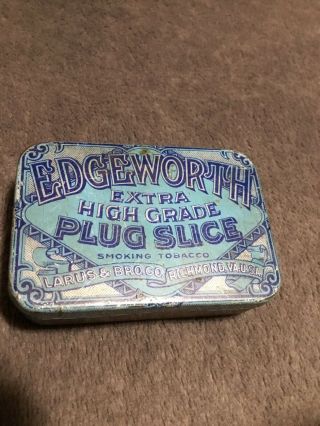 Vtg Edgeworth Extra Sliced Pipe Tobacco Tin By Larus & Bro.  Blue