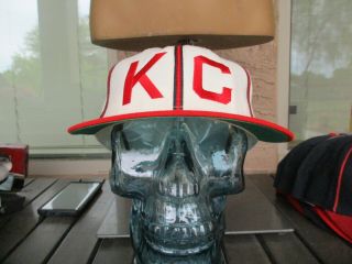 Vtg Kansas City Monarchs Negro League Baseball Team Cap,  Red & Blue Hat,  7 3/8