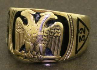 Antique Rare Heavy 14k Gold Enamel Masonic Men 