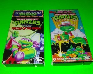 2 Vintage 1992 Tmnt Vhs Cuff Link Caper/turtles Of The Jungle