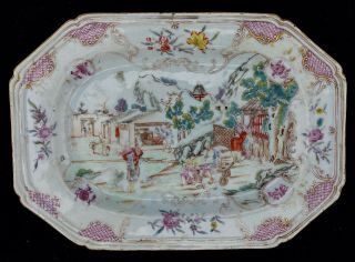 Chinese Export Porcelain Small Platter C.  1770 Famille Rose Canton