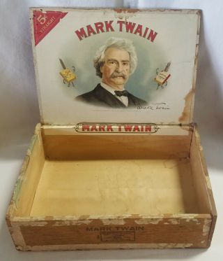 For User Macbooks Only Vintage Mark Twain Advertising 5 Cent Wooden Cigar Box
