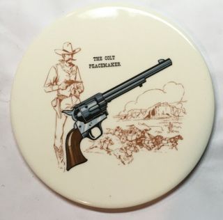 Vintage Colt Peacemaker Ceramic Wall Plaque Gun Cowboy Old West Revolver