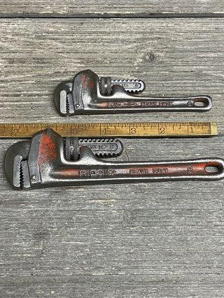 Vintage Ridgid 6” & 8” Heavy Duty Pipe Wrenches