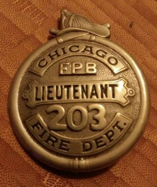 Chicago Fire Department Dept.  Badge Fpb Lieutenant 203 Obsolete Antique Nearmint