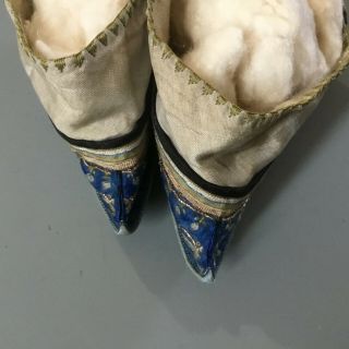 Fine Antique Chinese Silk Embroidered Bound Feet Shoes Late 19th Century China 2
