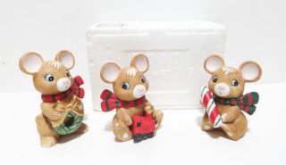 Vintage Homco Christmas Mice Mouse 5210 Set Of 3 Iob Home Interiors Exc Cond