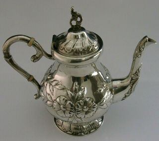 Portuguese Solid Silver Coffee Pot C1910 Art Nouveau 314g