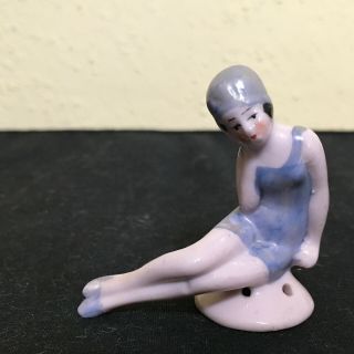 Vintage Germany Porcelain Half Doll Pin Cushion Unmarked