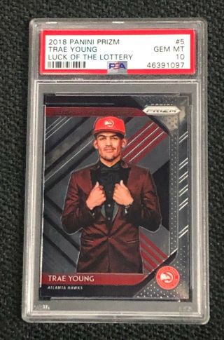 Trae Young 2018 Panini Prizm 5 Luck Of The Lottery Psa 10 Gem Rookie Card
