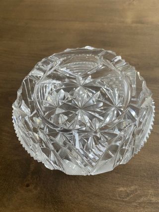 Heavy Vintage Large Cut Crystal Ash Tray,  3lbs,  Cigar And Cigarette