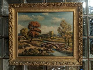 Vintage P.  Pablo Bucolic Rural Landscape Oil Painting,  Signed & Framed