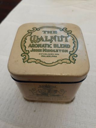 Antique Vintage Advertising Tin John Middleton Walnut Aromatic Blend Tobacco