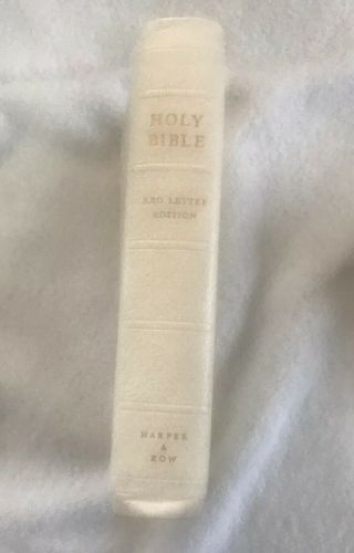 Vintage Holy Bible Kjv Harper & Row W/ Concordance White Leather