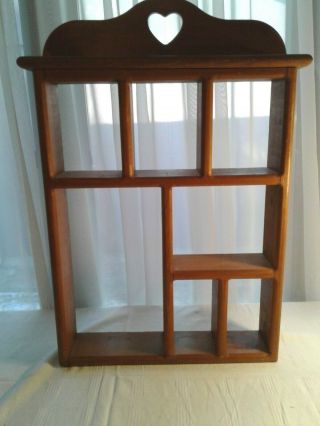Vintage Wood Knick Knack Hanging Display Wall Shelf/with Heart Cut Out 7 Shelves