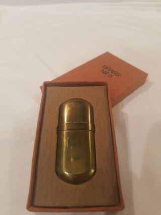Vintage Smoke Stone Brass No.  5 Lighter With Box