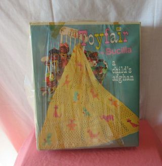 Vintage Bucilla Toyfair Childs Yellow Afghan Crochet Kit 7814