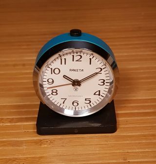 Vintage Raketa Mini Alarm Clock 5cm.  Ussr Soviet Era