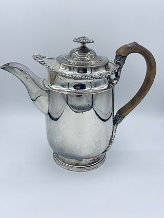 Vintage Estate English Silver Tea Pot With Wood Handle And Snake Design