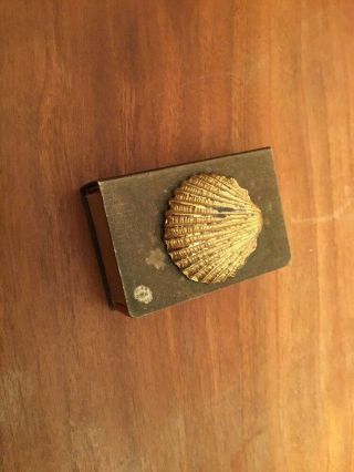 Antique/vintage Copper/brass Match Box Holder With Shell