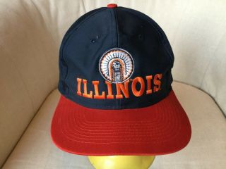 Vintage University Of Illinois Chief Illiniwek Snapback Cap Hat