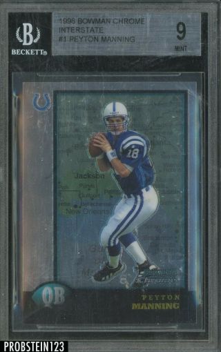 1998 Bowman Chrome Interstate Peyton Manning Colts Rc Rookie Bgs 9