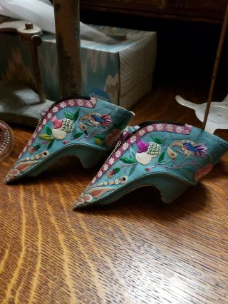 Blue Chinese Lotus/bound Feet Shoes Rare Blue Color Elegant