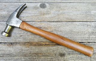 Vintage Collins Straight Claw Hammer W/ Wood Handle - Carpenter Handyman Hammer