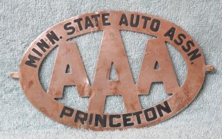 Vintage Minnesota State Auto Assn.  (aaa) Badge/emblem/topper - Princeton