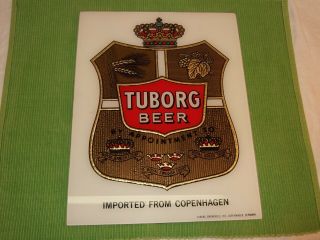 Vintage Tuborg Beer Glass Sign Beeco 12 " X 9 1/2 " Copenhagen Century Industries