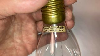 Rare Antique Light Bulb,  Patented Jan 27,  1880 Edison Type Edison Lamp