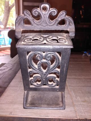 Vintage Cast Iron Match Holder Wall Mounted