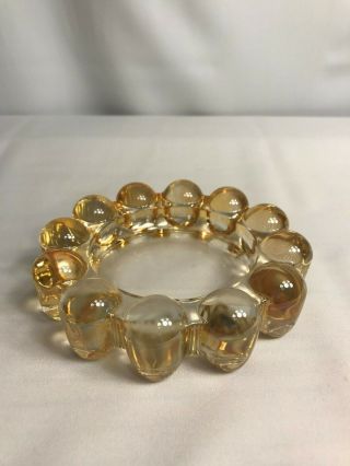 Mid - Century Amber Boopie Bubble Ball Glass Ashtray Heavy 5 " Tobacciana Vintage