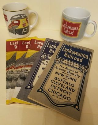 Lackawanna Railroad Vintage Time Tables 1941,  1948,  1952 - 1953 - 1954 2 Coffee Cups