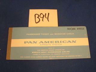 B94 Vintage 1962 Pan American Airline Plane Ticket Voucher Bombay To Us