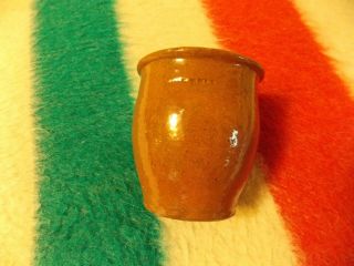Antique John Bell Waynesboro Pa,  Miniature Redware Jar 4 Inch Tall,  Signed
