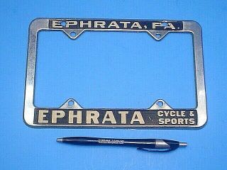 Vintage Ephrata Cycle & Sports Motorcycle License Plate Frame Ephrata Pa