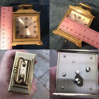 Small Mechanical Vintage Bulova 8 Brass Desk/Mantle Clock Running Alarm 3