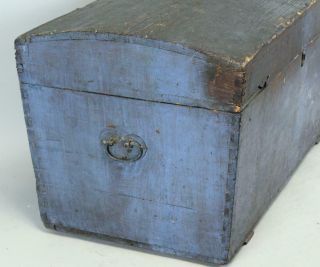 A GREAT 18TH C DOME TOP REV WAR MILITARY STORAGE CHEST IN FANTASTIC BLUE PAINT 2