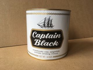 Vintage Captain Black Pipe Tobacco 14 Oz.  Tin,  Empty,  Lane Limited,  5 " X5.  25 "