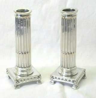 Rare Gustavian Silver Plated Candlesticks,  Swedish Antique Candle Holder