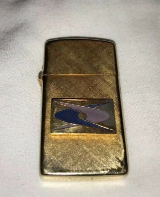 Vintage Impact 14k Gold Plated Lighter With Advertising