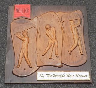 Michelob Beer Golf Bar Sign Faux Wood Plastic Wall Plaque Man Cave Vintage Old
