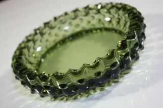 Vintage Emerald Green Glass Hobnail Ashtray Mid Century Thick Large