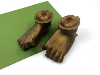 2 Ashtray Foot Wood Carved Vintage Folk Art Wooden Bare Feet Ash Tray Lg Big Toe