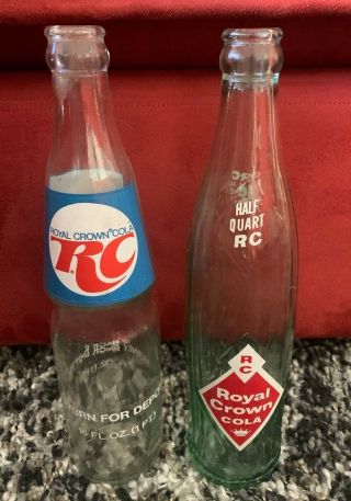 Set 2 X 16oz Rc Cola Soda Bottles Royal Crown Cola Vintage Antique
