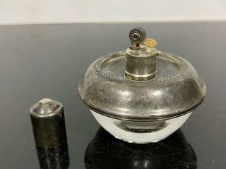 Vintage Frank M Whiting Sterling Silver & Glass Table Lighter