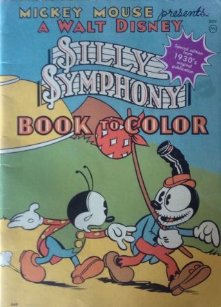 Vintage Walt Disney Silly Symphony Book To Color/ From 1930s Pub.