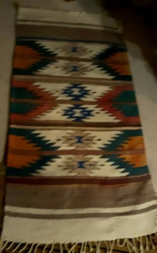 Antique Vtg Navajo Wool Rug Native American Indian 58  X29