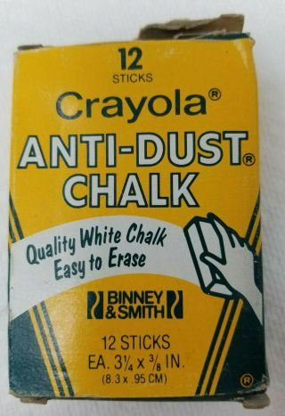 Vintage 1970s Crayola Anti - Dust White Dustless Chalk Binney & Smith 1402